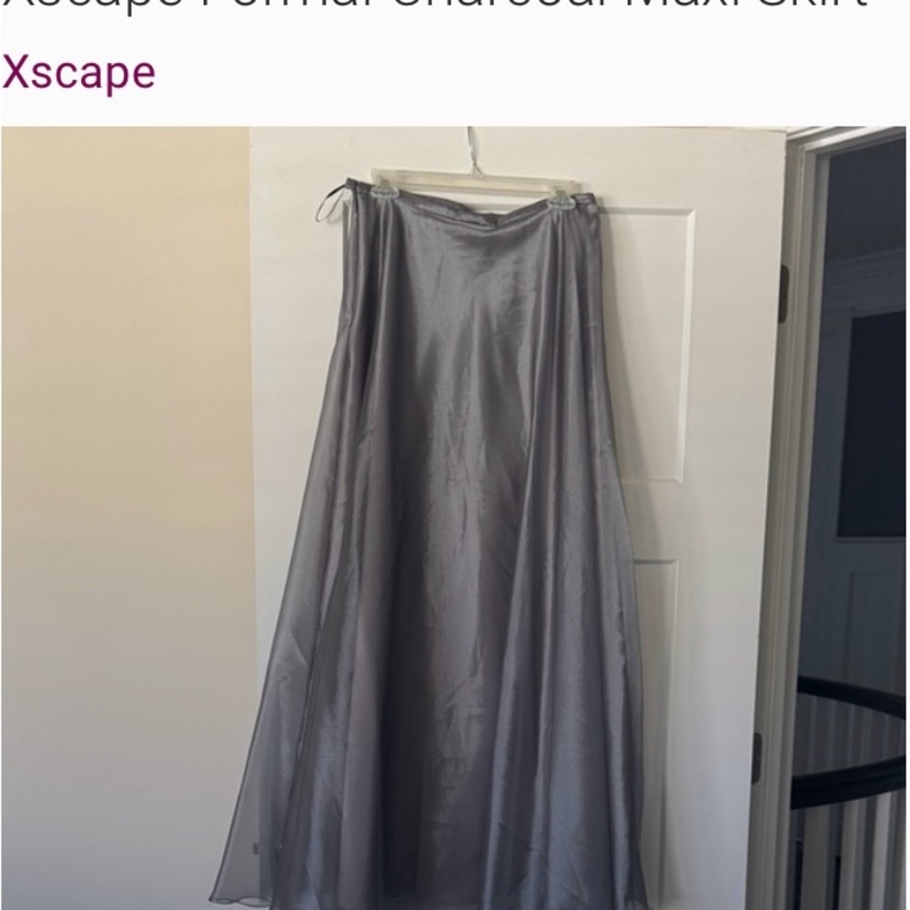 Xscape Silver Gray Maxi Skirt